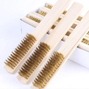 1/12 Pcs Wooden Handle Wire Brush Rust Cleaning Steel Heavy Duty Metal Removal - Picture 1 of 8
