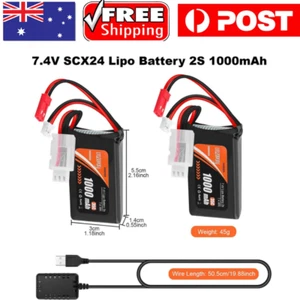 2S 1000mAh 7.4V Lipo Battery SCX24 PH2.0 & JST Plug with 2in1 USB Charger for RC - Picture 1 of 9