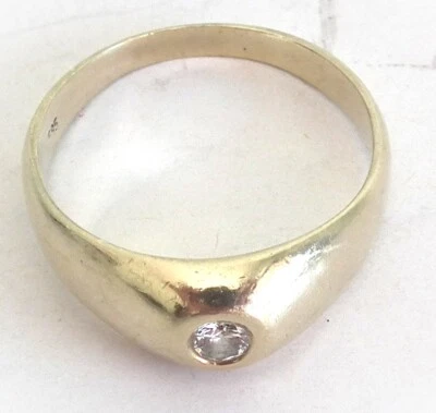 Chevalière or jaune 14 carats et diamant O,15 carat - Photo 1/4