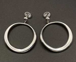 Vtg New RLM Studio Sterling Modernist 2in Forward Facing Hoop Earrings 11.4g - Picture 1 of 5