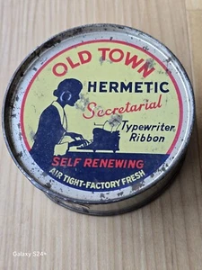 NOS unopened Old Town TYPEWRITER RIBBON TIN vintage advertising secretary sign - Picture 1 of 5