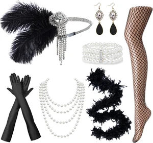 20er Jahre Zubehör für Damen Flapper Great Gatsby Roaring 20S Kostümzubehör - Bild 1 von 12