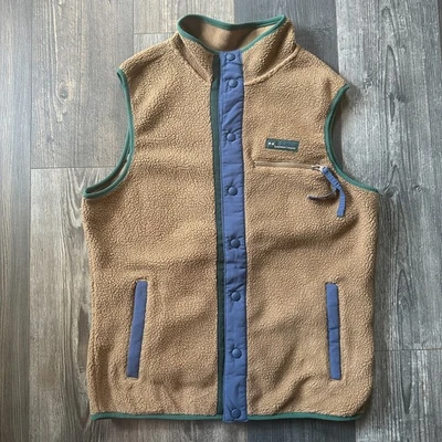 Columbia Fleece Vest Mens Small Brown Outdoor Lined Front Zip Pockets Gorpcore - Image 1 of 4