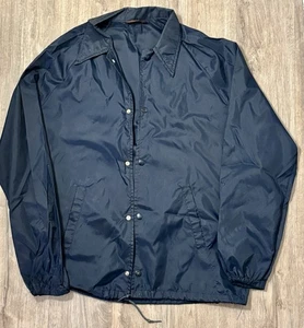 Vintage La-Mart Sportswear Navy Blue Coach Jacket Mens M Snap Front Windbreaker - Picture 1 of 6