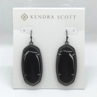 New Kendra Scott Elle Gunmetal Drop Earrings In Black - Image 1 of 2