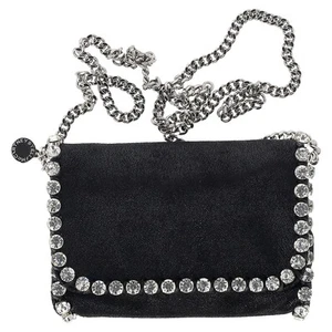 Stella Mccartney Mini Falabella Crossbody Bag In Shaggy Deer Women Black One - Picture 1 of 12