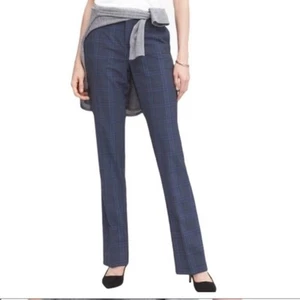 NWT Banana Republic Logan Menswear Wool Trousers in Blue Plaid - Size 4P - Picture 1 of 10