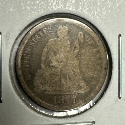 Moeda de dez centavos Seated Liberty de 1877 CC - Imagem 1 de 4