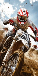 Canvas Art Muddy Motocross Riders Red White Gear Wall Picture Poster Print - Picture 1 of 22