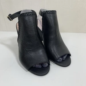 Kate Spade Mallorca Black Leather Peep Toe Block Heels Size 11M - Picture 1 of 16