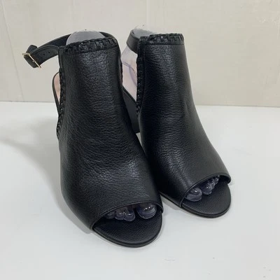 Tacones Kate Spade Mallorca Cuero Negro Peep Toe Bloque Talla 11M Foto 1 de 4
