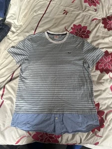 Camiseta híbrida Lacoste Live a rayas con logotipo bordado cuello redondo - talla 6 (XL) - Imagen 1 de 10
