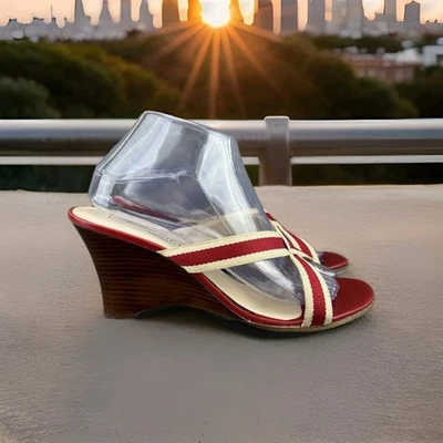 ✅Sandalias Coldwater Creek punta abierta tacón de cuña para mujer talla 9M correas cruzadas Foto 1 de 4