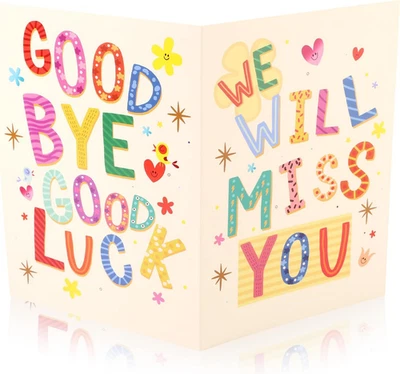 Tarjeta de felicitación de despedida gigante con sobre, letrero de tarjeta de despedida de Miss You Goodbye Foto 1 de 4