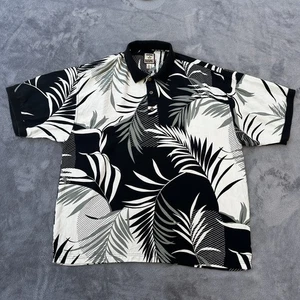 Tommy Bahama camicia uomo XL nero bianco seta foglia di palma campeggio casual polo hawaiana - Foto 1 di 8