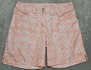 Adidas Golf Shorts Coral Peach Pink White Bermuda Bike Size 10 Women's Sporty - Picture 1 of 9