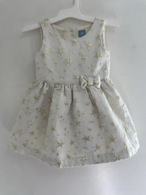baby Gap Girl Gold Stars Lined Polyester Blend Sleeveless Tank Dress Gold 18-24M - Image 1 of 4