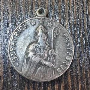 Vintage Saint Patrick & Saint Bridget Pray For Us Pendant Creed Sterling - Picture 1 of 7