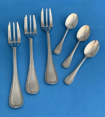 Cubiertos CHRISTOFLE Malmaison (6) cucharas de café espresso Demitasse + tenedores para pasteles de postre Foto 1 de 4