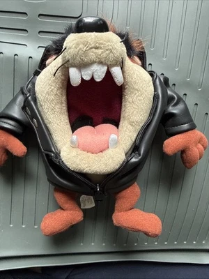 "Chaqueta de cuero Looney Tunes Taz Devil Plush 9"" 1995 Six Flags Warner Bros" Foto 1 de 4