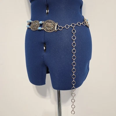 Cinturón de cadena occidental Moda plata y turquesa Foto 1 de 4