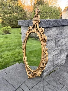 Vintage Hollywood Regency Gold Ornate Large Wall Mirror By Turner Co 35x19” - Picture 1 of 12