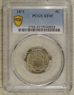 1871 Shield Nickel, PCGS XF-45, Tough Date - Image 1 of 4