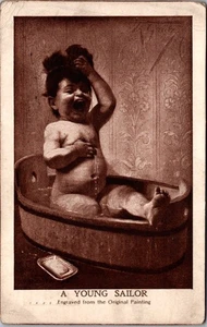 A YOUNG SAILOR Child in a Tub SHEAHAN'S HUMOR c1908 art comic Postcard - Picture 1 of 2
