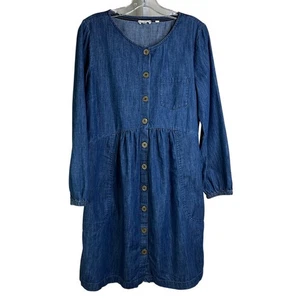 Fat Face Denim Shirt Dress Womens 10 Blue Cotton Button Front Art Teacher - Picture 1 of 9