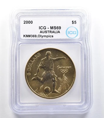 2000 Australia 5 Dollars Sydney Olympics Soccer KM#369 MS69 ICG *7888 - Image 1 of 3