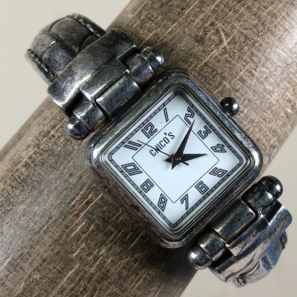 Chico's Women CH-208 Dress Silver Tone Bangle Square Quartz 24mm Watch 6 1/4" - Image 1 of 4