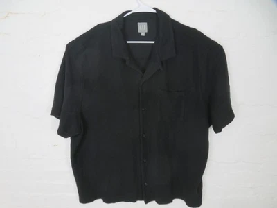 Gap Shirt Mens 3XL Black Textured Modal Camp Collar Short Sleeve Button Up Knit - Image 1 of 4