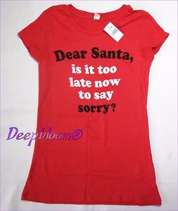 LOTUS TEE WOMEN TOP PRINTED TEE SHIRT DEAR SANTA IS IT LOO LATE.. SIZE LARGE NEW - Picture 1 of 1