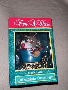 Papá Noel en Trineo Lustre Fama Navidad 1992 Adorno Nuevo en Caja Etiqueta de Precio Original - Imagen 1 de 6