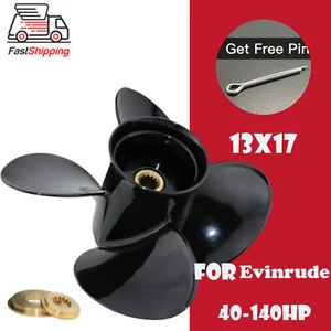 13x17 Boat Outbord Propeller For Evinrude Johnson 40-140HP 13 Tooth 4 Blades+pin - Bild 1 von 6