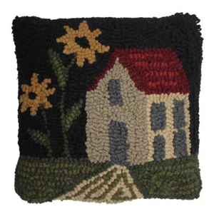 Salina con gancio arte popolare primitiva/country casa con cuscino fiori 14" x 14" - Foto 1 di 3