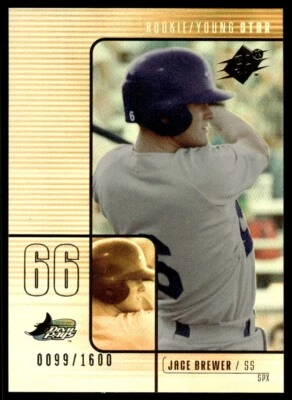 2000 SPx Jace Brewer Rookie 0099/1600 Tampa Bay Devil Rays #190 R90 - Image 1 of 2