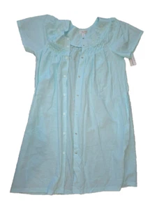 Miss Elaine Short-Sleeve Snap-Front Seersucker Robe 858601 - Turquoise - Size M - Picture 1 of 15