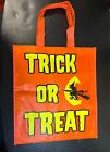 Orange & Yellow Halloween Witch Trick Or Treat Carrying Tote Bag 13.75 x 12"