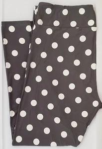 TC LuLaRoe Tall & Curvy Leggings White Polka Dots on Gray NWT U53 New - Picture 1 of 6