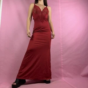 NWT Popilush Shapewear Dress Deep-V Neck Lace Satin  Slip Dress Sz Small Red - Picture 1 of 7