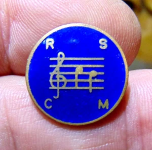 Vintage Royal Society of Classical Music Blue Enamel on Brass Pin Badge - Picture 1 of 2