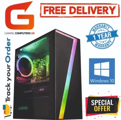 Gaming PC i5 32GB 240GB+2TB RTX 3050 Win10 FREE DELIVERY - Image 1 of 4