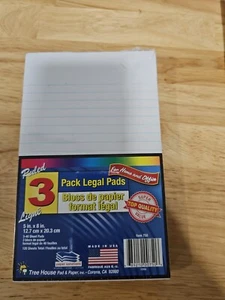 3 WEISSE LEGALE NOTIZBLÖCKE Packung kleine Größe 5" x 8" liniert liniert 120 Blatt Hergestellt in den USA - Bild 1 von 1