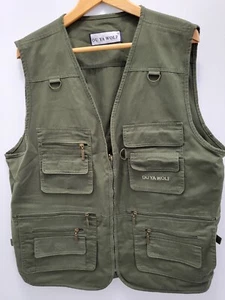 Chaleco de pesca con mosca Ou Ya Wolf para hombre L verde oliva drab viaje senderismo algodón polietileno - Imagen 1 de 15