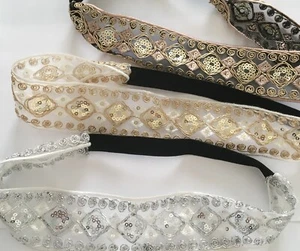 Lace Headband Vintage Sequined Bridal Decor Flapper Wedding Prom - Picture 1 of 6
