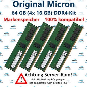 64 Go (4x 16 Go) RDIMM ECC DDR4-2666 Supermicro 2029BT-DNC0R Mémoire Serveur - Afbeelding 1 van 1