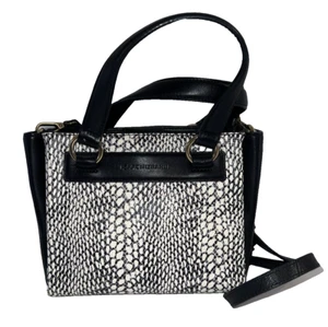 Isaac Mizrahi Soft Leather Black and White Double Handled Purse - Picture 1 of 6