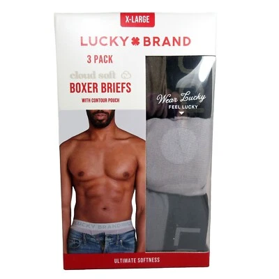 Paquete de 3 calzoncillos boxer XL Lucky Brand con bolsa de contorno cintura 40-42 suave nube Foto 1 de 4
