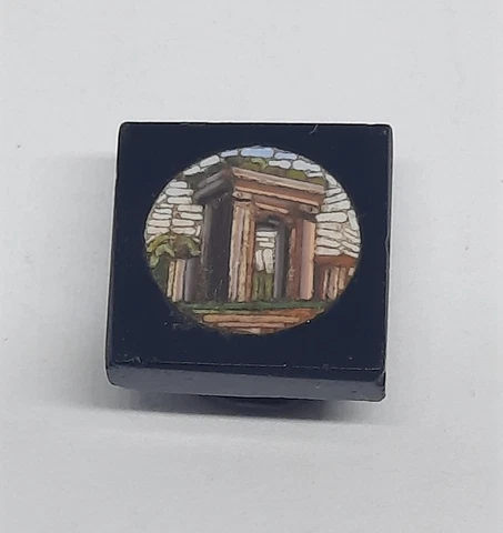 Small antique Micro Mosaic Building Button Italian Cover